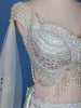 Pale Green Floral Embroidery Bridal Net Lehenga - Diadem