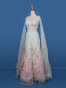 Pale Green Floral Embroidery Bridal Net Lehenga - Diadem