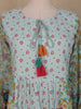 Pale Green Floral Printed Cotton Kurti Top - Diadem