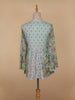 Pale Green Floral Printed Cotton Kurti Top - Diadem