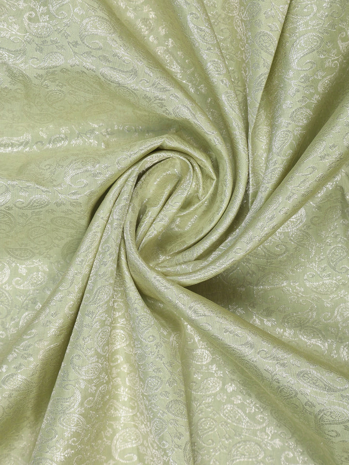 Pale Green Floral Woven Pure Kanchipuram Silk Saree - Diadem