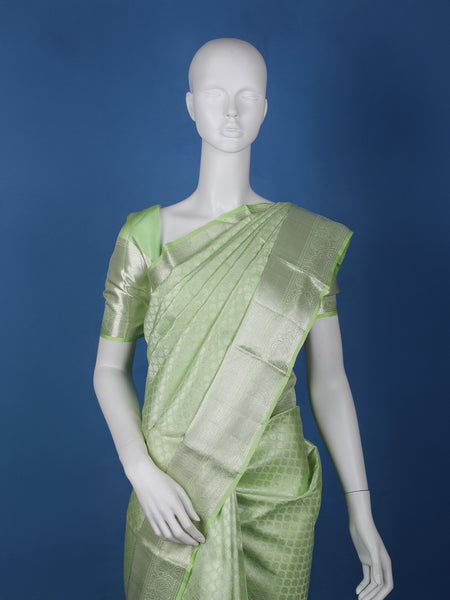 Pale Green Floral Woven Pure Kanchipuram Silk Saree - Diadem