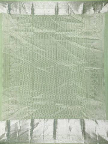Pale Green Floral Woven Pure Kanchipuram Silk Saree - Diadem