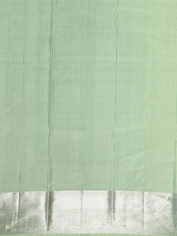 Pale Green Floral Woven Pure Kanchipuram Silk Saree - Diadem