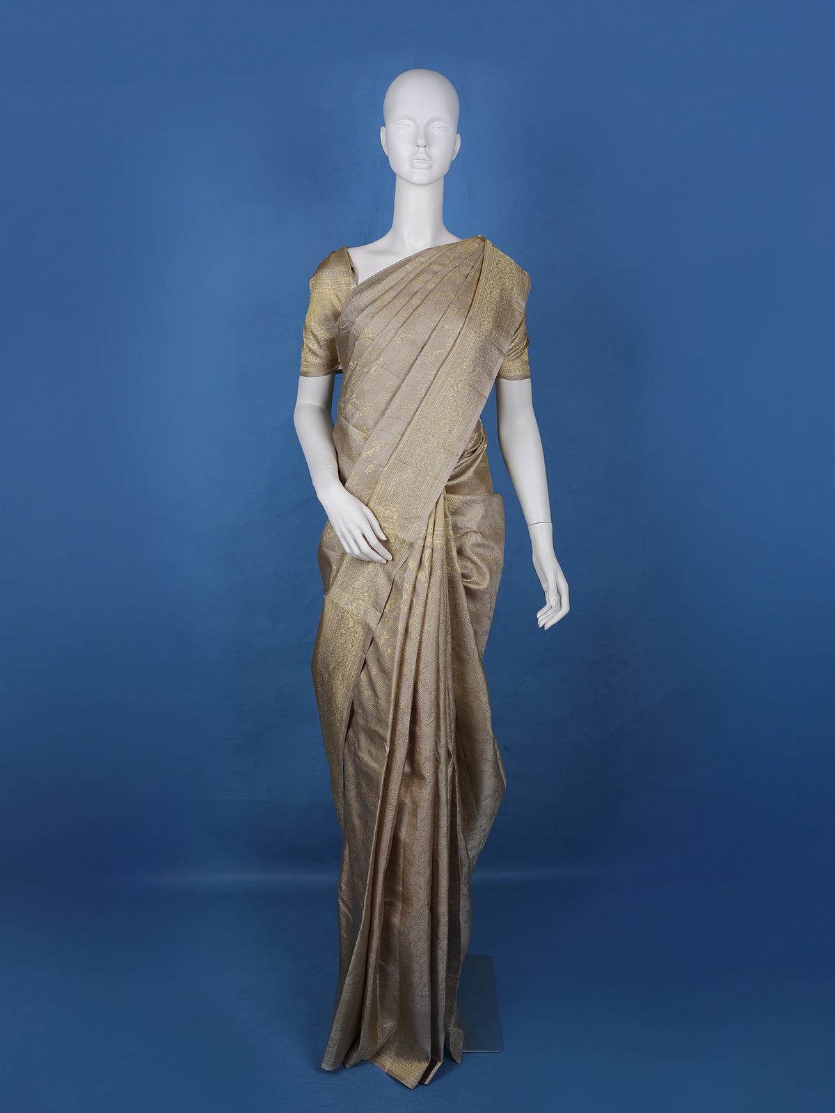 Pale Green Floral Woven Pure Kanchipuram Silk Saree - Diadem