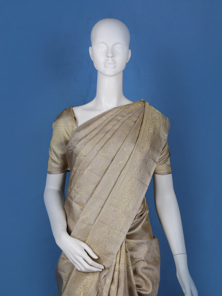 Pale Green Floral Woven Pure Kanchipuram Silk Saree - Diadem