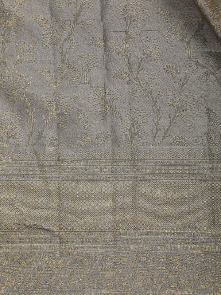 Pale Green Floral Woven Pure Kanchipuram Silk Saree - Diadem