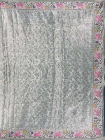 Pale Green Floral Woven Tissue Banarasi Saree - Diadem