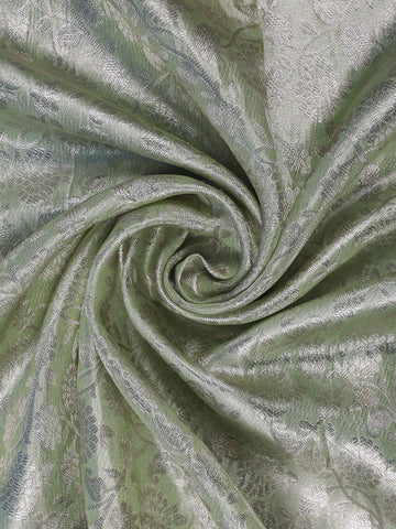 Pale Green Floral Woven Tissue Banarasi Saree - Diadem