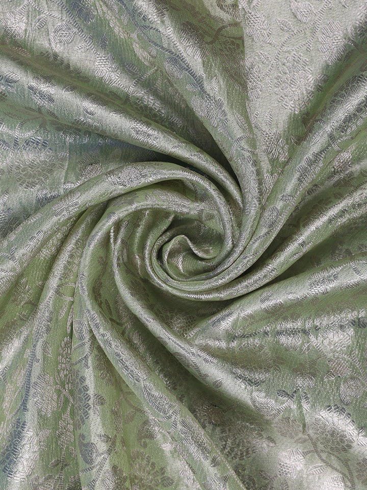 Pale Green Floral Woven Tissue Banarasi Saree - Diadem