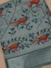 Pale Green Floral and Bird Designed Fancy Cotton Saree - Diadem