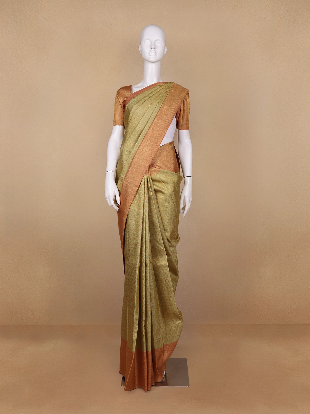 Pale Green Floral Woven Pure Kanchipuram Silk Saree - Diadem