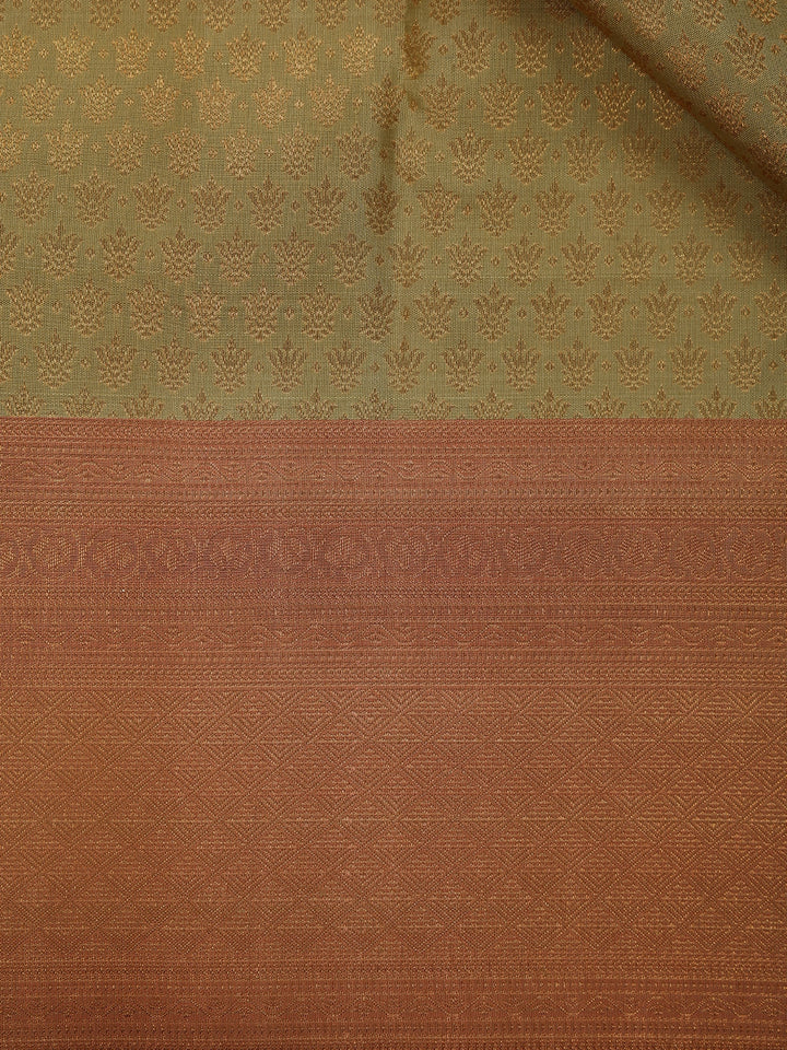 Pale Green Floral Woven Pure Kanchipuram Silk Saree - Diadem
