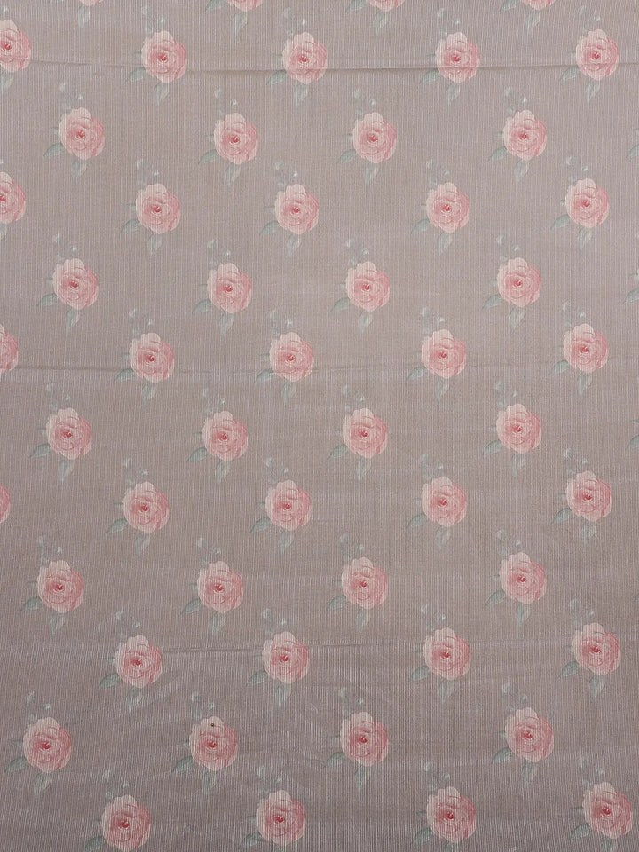 Pale Grey Floral Designed Cotton Saree - Diadem