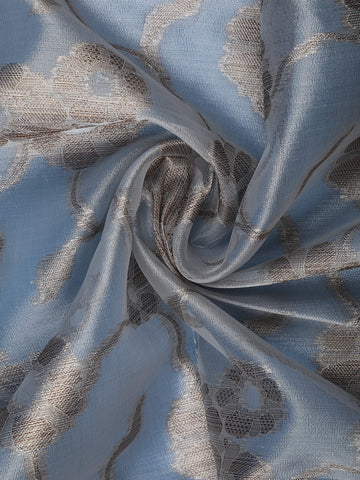 Pale Grey Floral Designed Semi Tissue Saree - Diadem