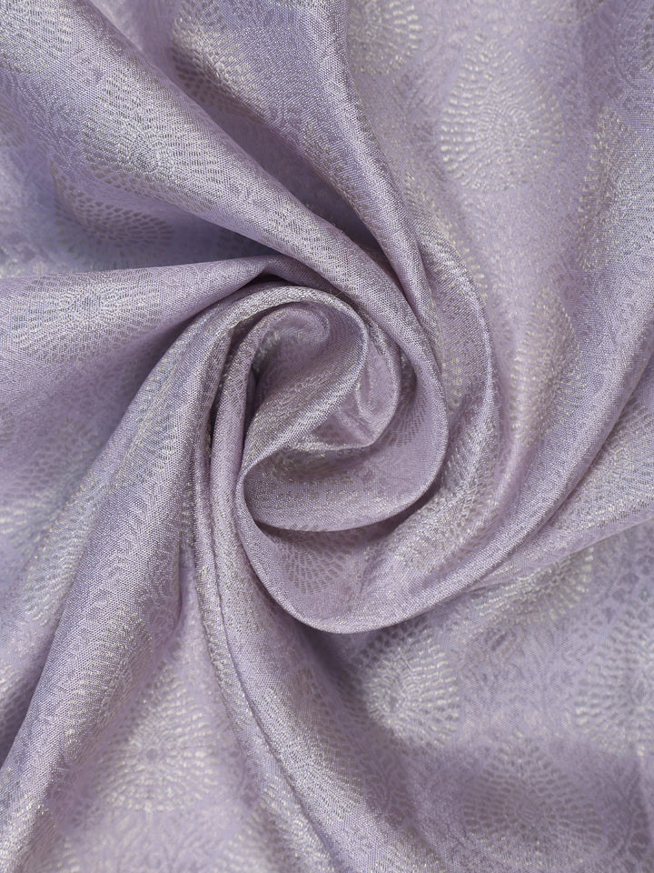 Pale Lavender Floral Woven Pure Kanchipuram Silk Saree - Diadem