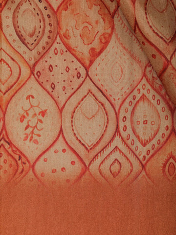 Pale Orange Abstract Designed Crepe Silk Saree - Diadem