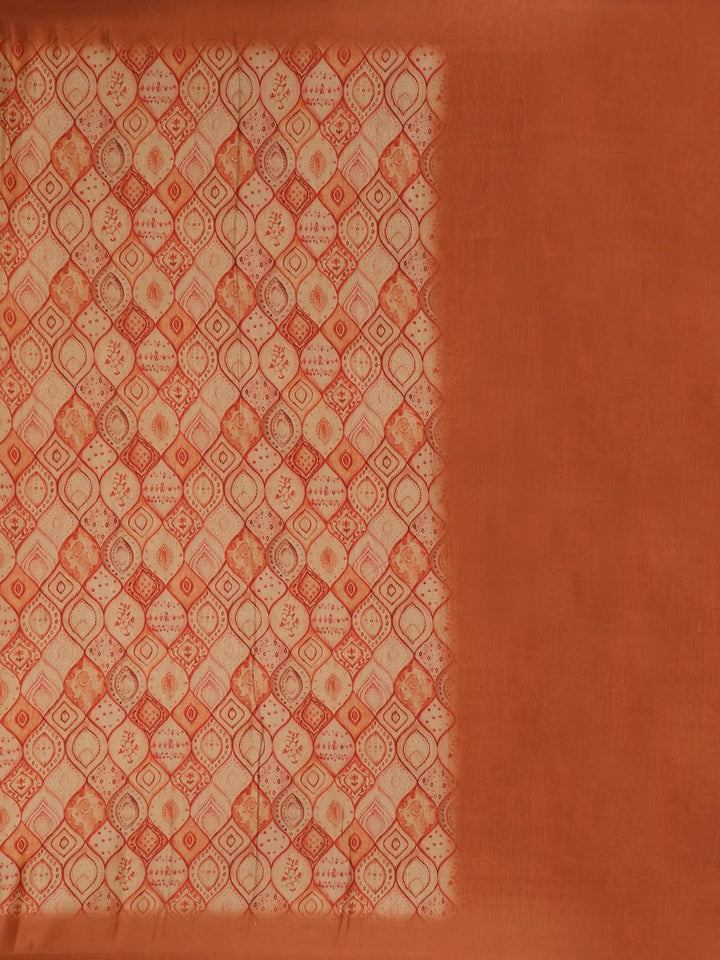 Pale Orange Abstract Designed Crepe Silk Saree - Diadem