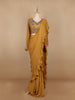 Mustard Yellow Georgette Ready to Wear Saree with Plain Body Paired with Designer Blouse - Diadem