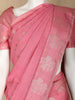 Pale Pink Floral Designed Semi Silk Fancy Saree