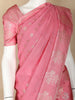 Pale Pink Floral Designed Semi Silk Fancy Saree