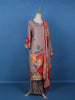 Pale Pink Floral Designed Semi Silk Salwar Suit - Diadem