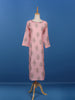 Pale Pink Leaf Designed Cotton Kurti - Diadem