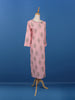 Pale Pink Leaf Designed Cotton Kurti - Diadem