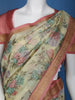 Pale Yellow Floral Designed Chanderi Cotton Saree
