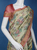 Pale Yellow Floral Designed Chanderi Cotton Saree