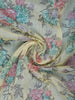 Pale Yellow Floral Designed Chanderi Cotton Saree