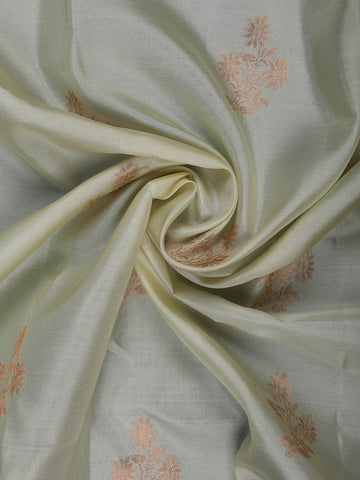 Pale Yellow Floral Woven Pure Kanchipuram Silk Saree - Diadem