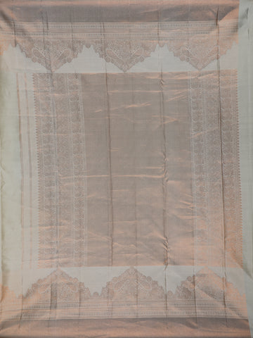 Pale Yellow Floral Woven Pure Kanchipuram Silk Saree - Diadem