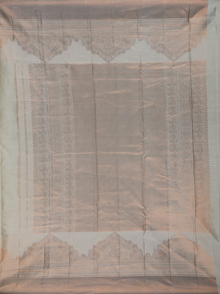 Pale Yellow Floral Woven Pure Kanchipuram Silk Saree - Diadem