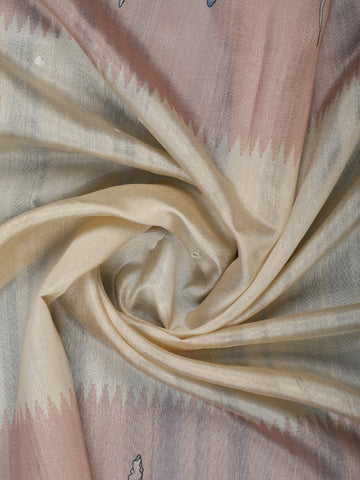 Pale Yellow Floral Designed Semi Tussar Saree - Diadem
