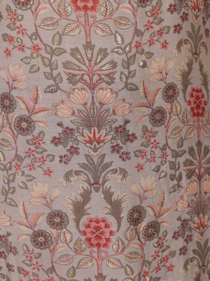 Pale pink Floral Designed Semi Silk Salwar Suit - Diadem