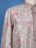 Pale Pink Floral Design Embroidery Design Silk Kurta Set For Men