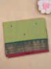 Parrot Green Butta Woven Design Cotton Saree with Contrast Zari Border