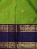 Parrot Green Butta Zari Woven Design Pure Kanchipuram Silk Saree with Contrast Double Zari Border