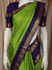 Parrot Green Butta Zari Woven Design Pure Kanchipuram Silk Saree with Contrast Double Zari Border