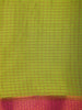 Parrot Green Checked Mysore Silk Saree with Pink Zari Border