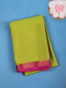 Parrot Green Checked Mysore Silk Saree with Pink Zari Border