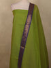 Parrot Green Checked Woven Design Pure Cotton Unstitched Salwar Material with Dupatta