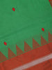Parrot Green Diamond Motif Design Cotton Saree with Contrast Rust Temple Border