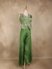 Parrot Green Floral Beads Embroidered Design Tissue Palazzo Suit