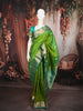 Parrot Green Floral Butta Zari Woven Design Pure Kanchipuram Silk Saree with Contrast Zari Border