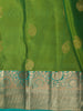 Parrot Green Floral Butta Zari Woven Design Pure Kanchipuram Silk Saree with Contrast Zari Border