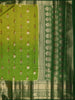 Parrot Green Floral Butta Zari Woven Design Semi Tussar Silk Fancy Saree with Floral Zari Border