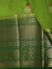 Parrot Green Floral Butta Zari Woven Design Semi Tussar Silk Fancy Saree with Floral Zari Border