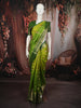 Parrot Green Floral Butta Zari Woven Design Semi Tussar Silk Fancy Saree with Floral Zari Border